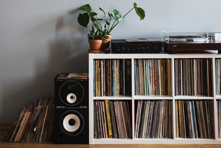 shelf with dividers for vinyl collection