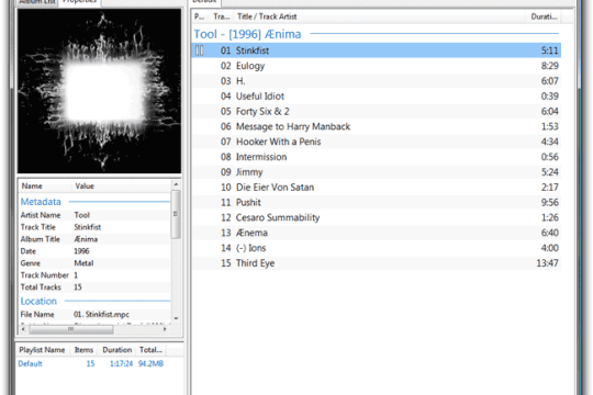Foobar2000 main window